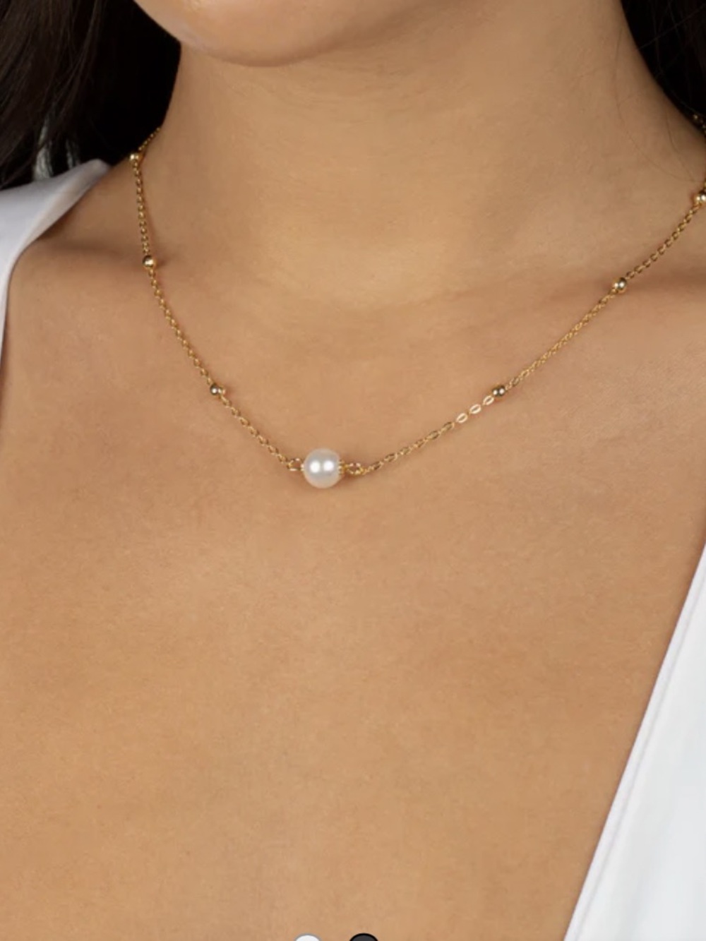 Adina Eden Pearl Ball Chain Necklace